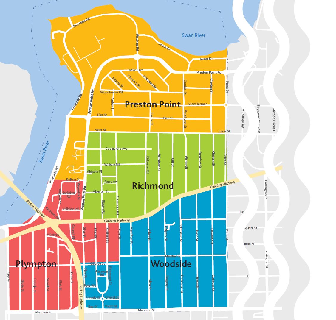 Map Of Fremantle And Surrounding Suburbs Ward Map » Town Of East Fremantle